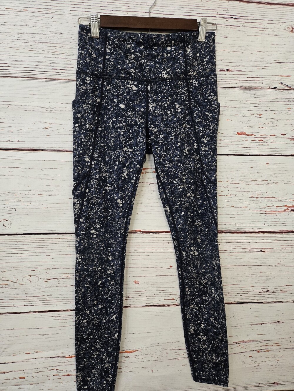 Athleta Leggings Womens Small Blue Floral Print Pocket Athletic Yoga Pants